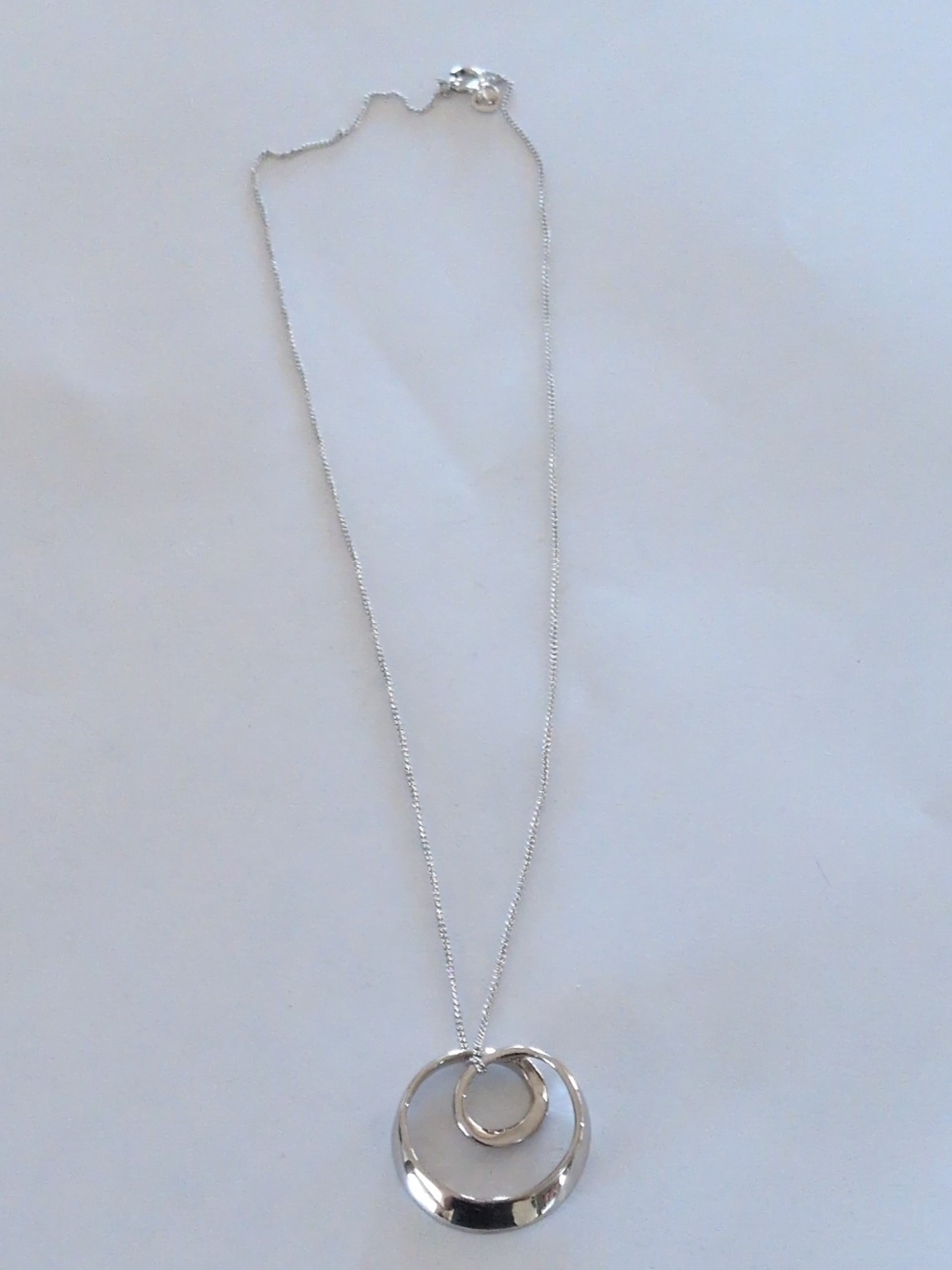 Silver Double Ring Pendant Necklace - Women Jewelry